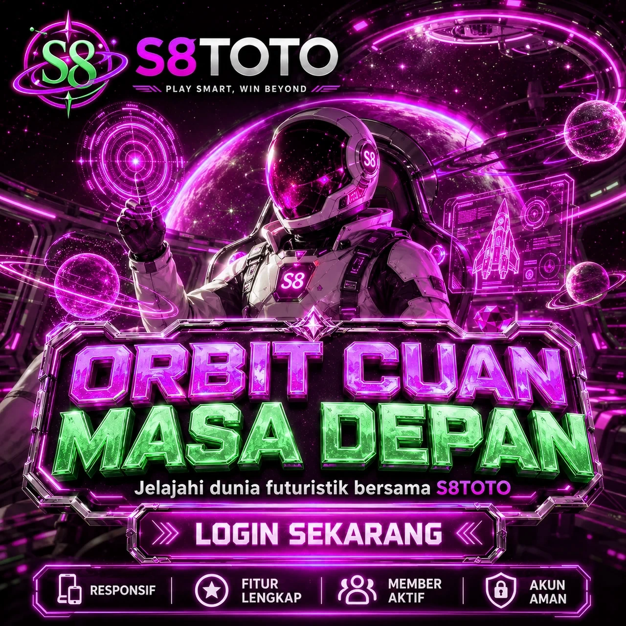 Banner S8TOTO slot gacor online dengan info RTP dan wap s8toto